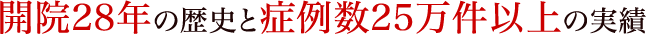 開院28年の歴史と症例数25万件以上の実績