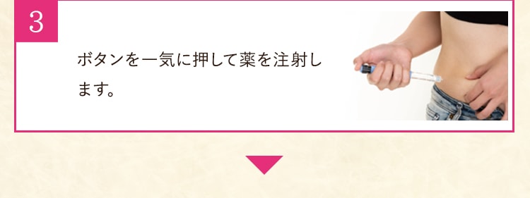 ボタンを一気に押して薬を注射します。
