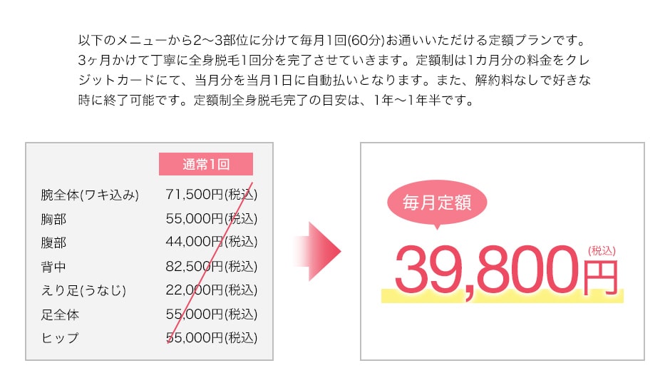 毎月定額 39,800円（税込）