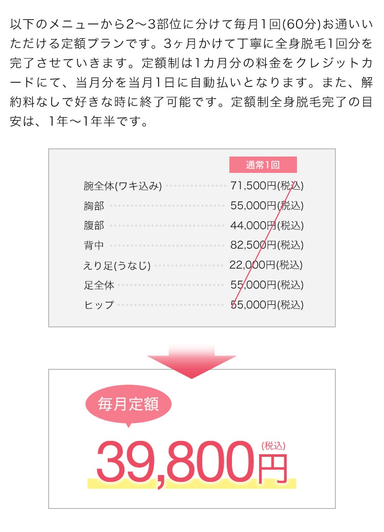毎月定額 39,800円（税込）