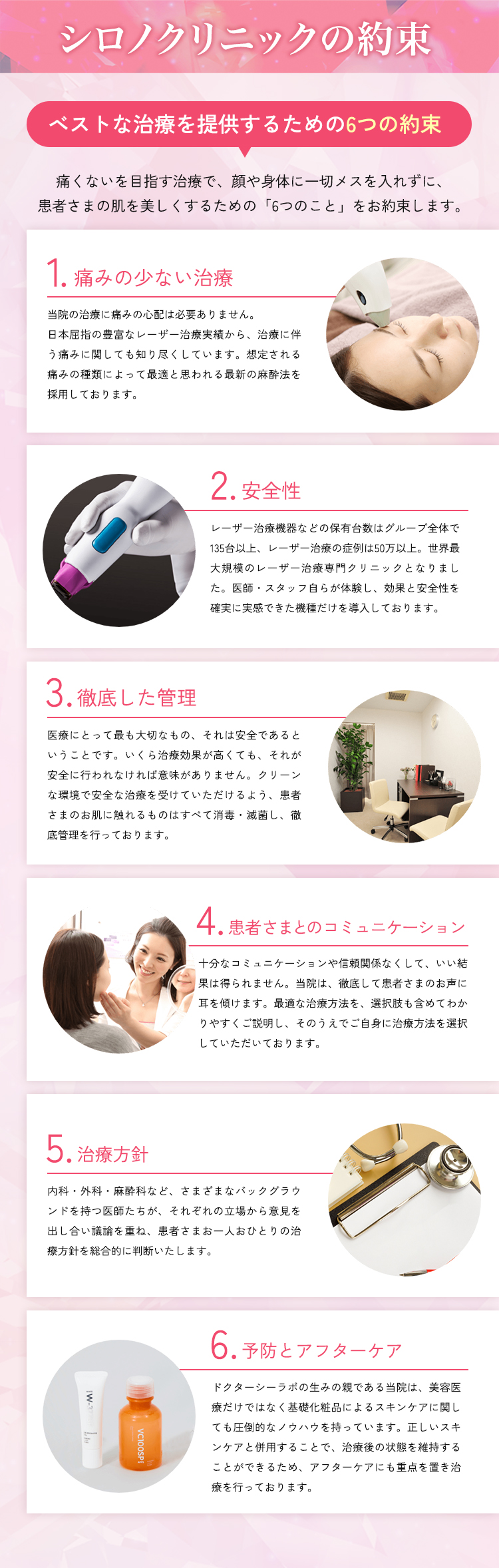 シロノクリニックの約束